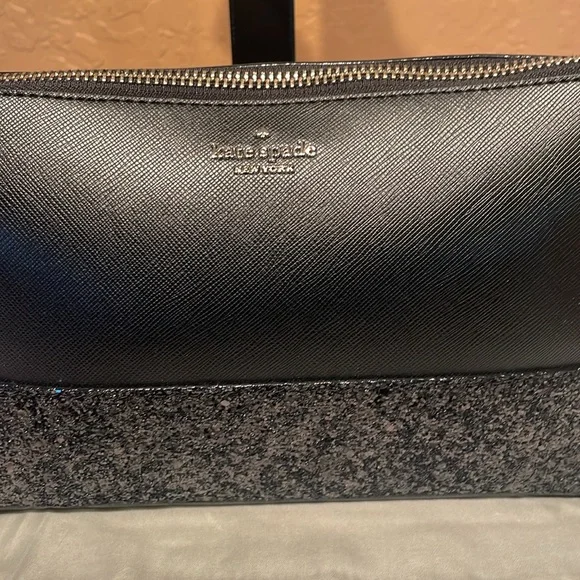 Kate Spade NWT Greta Court Flash Black Glitter & Saffiano Crossbody MSRP $279 - Picture 3 of 10